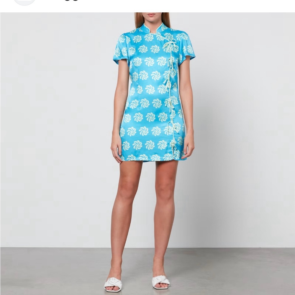 Kitri Harlo Blue Geo Floral Mini Dress, 8